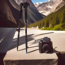 Decasil Black Trekking Poles Pair, Adjustable Telescoping, Wrist Straps