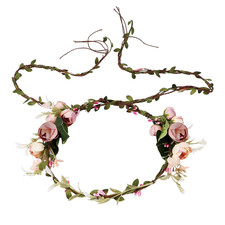 Pink Flower Crown Floral Wreath Headband Flower Women Girl Headpiece Hair Access