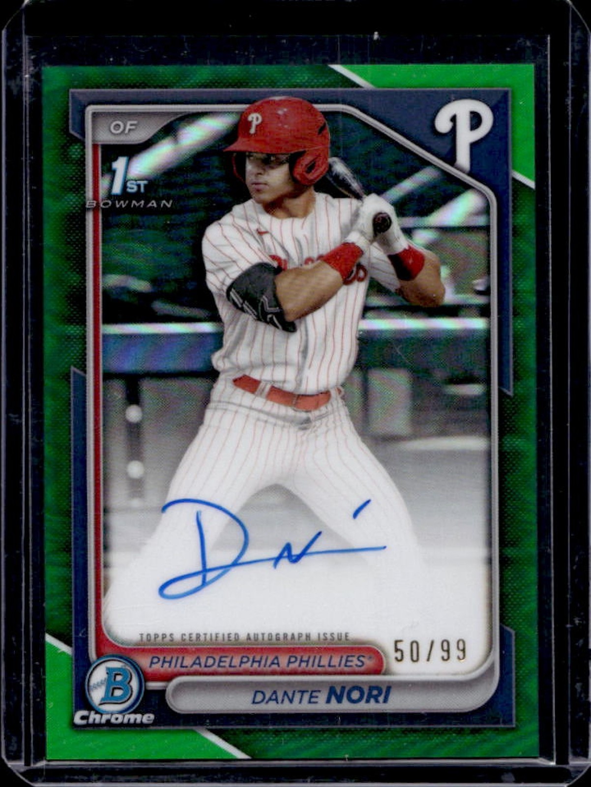 2024 Bowman Draft Dante Nori Chrome Auto Green Refractor 1st #50/99