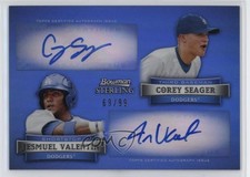 2012 Bowman Sterling Dual Refractor 69/99 Corey Seager Jesmuel Valentin Auto 3n9