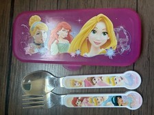 Disney Princess 3 Pc Fork Spoon Set Utensils Carry Case