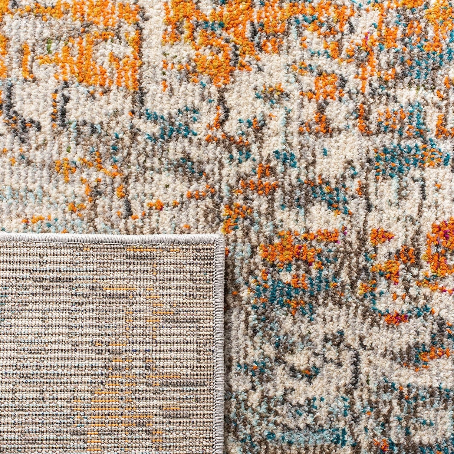 Madison Collection Accent Rug - 2'2" x 4', Grey & Orange, Modern Abstract Des...