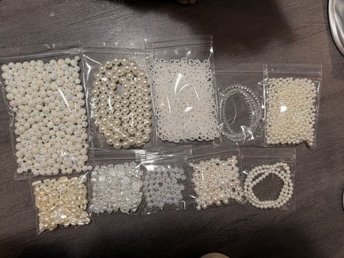 Acrylic Glass Beads Variety White Clear Pearl Glossy Lot  Jewelry Making