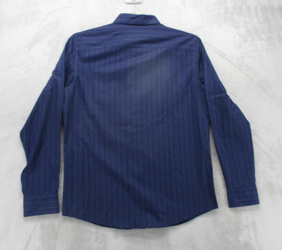 APT.9 Shirt Mens Medium Blue Pinstripe Premier Flex Slim Fit Long Sleeve - Image 2 of 4