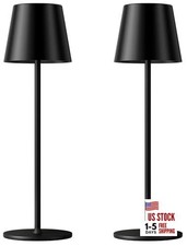 Cordless Table Lamp Rechargeable - KK 2 Pack 2 Pack 14in - Circle Shade Black