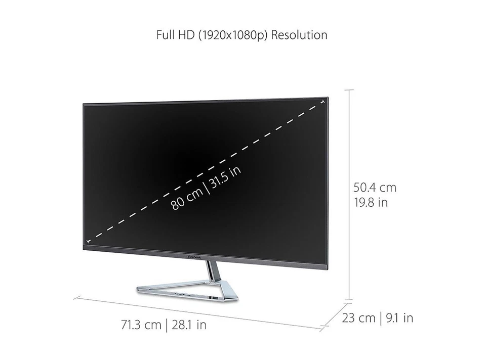 ViewSonic VX3276-MHD 32 Inch 1080p Frameless Widescreen IPS Monitor with Screen - Image 3 of 4