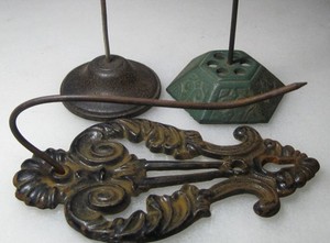 Antique Cast Iron Bill Receipt Holders Spindles  1 Wall Mount & 2 Counter