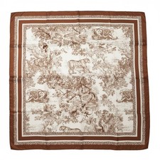 Scarf Brown  Beige Jungle Safari Animal Wildlife Print Luxury Large 35" Square