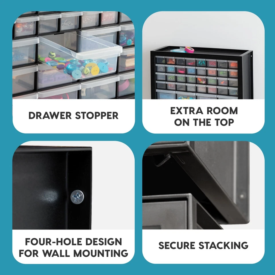 USA Screw Tool Organizer Small Parts Cabinet Chest, 44-Drawer Hardware Electr... - Image 2 of 4