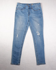 Seven7 Women's blue Jeans Tummyless High Rise Skinny Distressed 8 Medium Wash