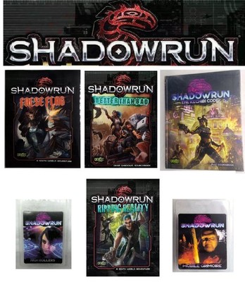 Shadowrun TTRPG Tabletop Role Playing Game BOOK, CARD DECK, DICE SET