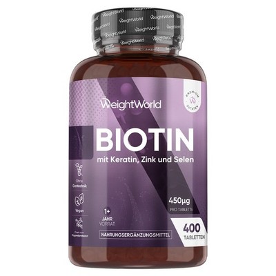 Biotin mit Keratin - 400 Tablets - Vitamin B7, Selen & Zink - Haar, Haut & Nägel