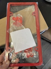 RED  License Plate Frame Tag Cover Orignal  With Free Caps open box