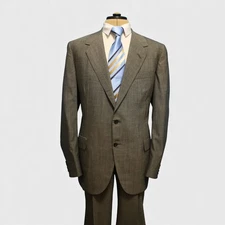 Oxxford Clothes Suit 2 Pc 44L Kenilworth Gray Wool Sack Ivy League Double Pleat