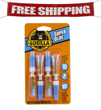 Gorilla Super Glue, Clear Glue, Four 3 Gram Tubes Pack of 1 - All Purpose and