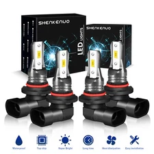 4X Luces Fuertes Para Auto Coche Luz Carro Bombillas 9005+9006 LED Super Blanco