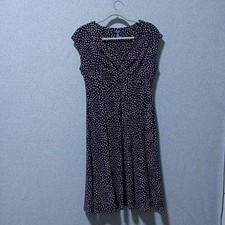 Chaps Dress Womens Medium  Polka Dot V Neck Cap Sleeve Fit & Flare