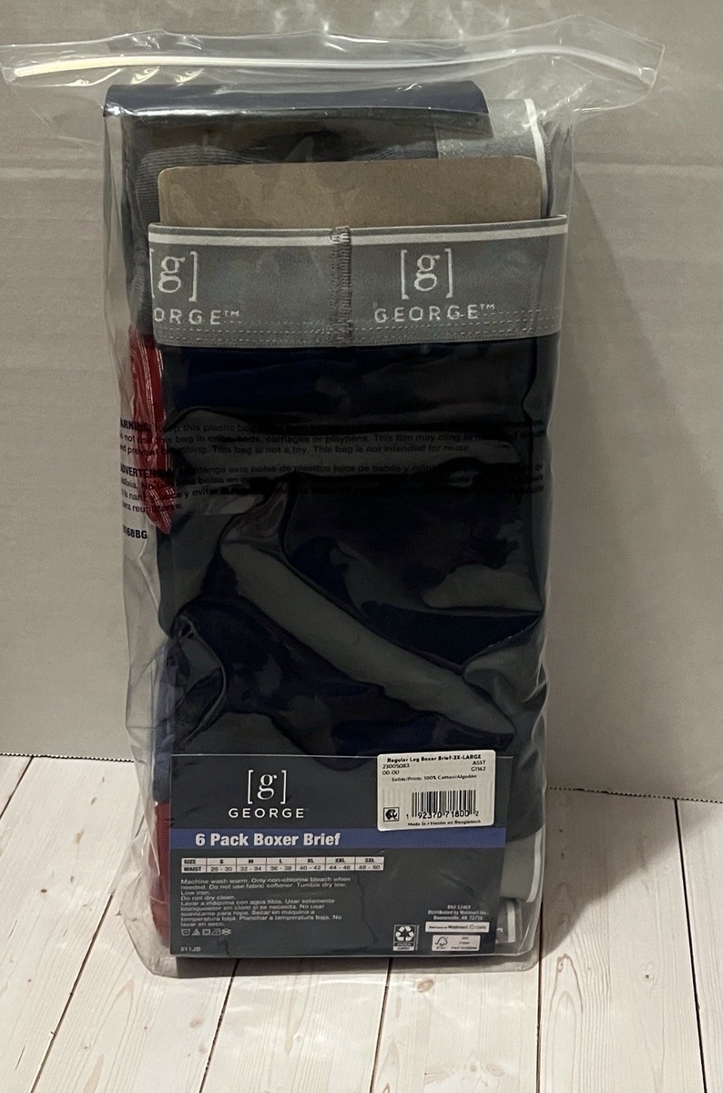 NEW 6 pack George men's 3XL odor control boxer briefs 48-50