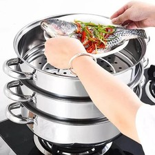 Stainless Steel Steamer Pot 3 Tier Food Steamer for Cooking, Metal Steam Cooker