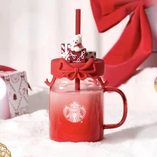 Starbucks 2025 China Christmas Gift Cute Bear 18oz Glass Cup