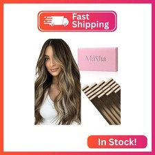 MAXITA Tape in Hair Extensions Human Hair, 4/27/4 24 Inch 50g 20pcs