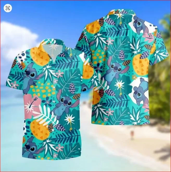 NEW!!! Disney Lilo Stitch Summer Beach Unisex Hawaiian Shirts