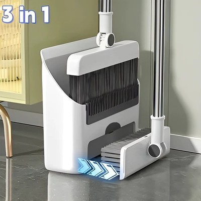 3in1 Broom and Dustpan Set Long Handle Floor Brush for Home Office School Dorm''