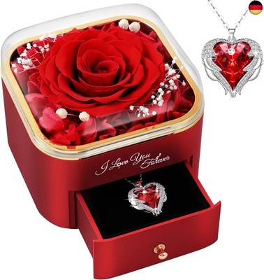 Ewige Echte Rose mit Halskette, Geschenk Frauen Ewige Blume, Geschenke für 
