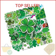 50 PCS St Patricks Day Stickers for Kids - Waterproof Shamrock Lucky Four Leaf