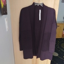 Lululemon Sit In Lotus Wrap II 100 Merino Wool Heathered Plum Cardigan