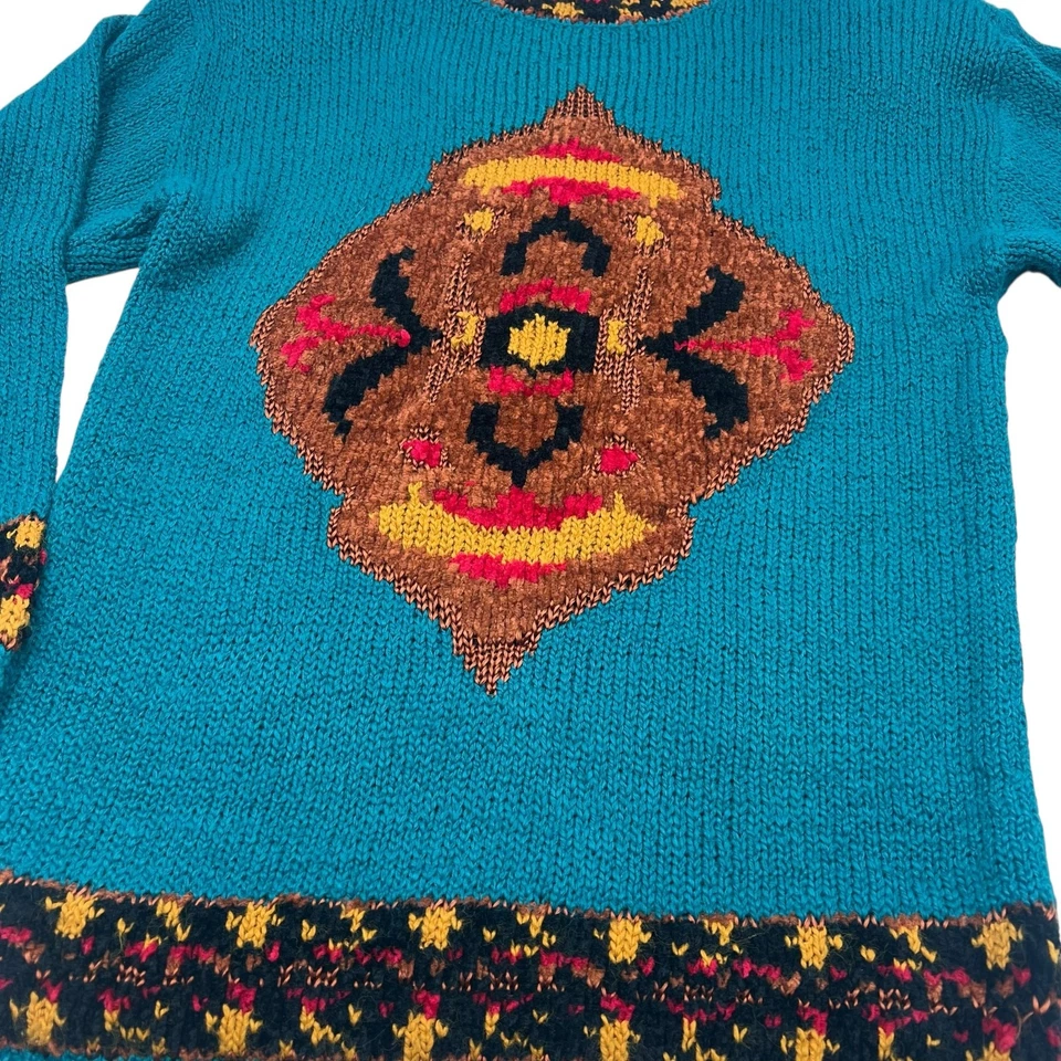 Suéter de abuela tejido abstracto cuello falso vintage años 80 Jason Maxwell para mujer talla M Foto 2 de 4