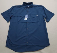 NEW Huk Shirt Mens Medium Blue Tide Point Button Up Mesh Fishing Hiking Outdoors