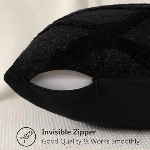 Decorative Throw Pillow Covers 12x20 Set of 2, 20" x 12" (Pack of 2) Black - Image 4 of 4