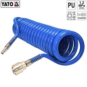 SRJQXH Druckluftschlauch 9m Spiral - PU Material 6x4mm Mit Anschlussstück Blau