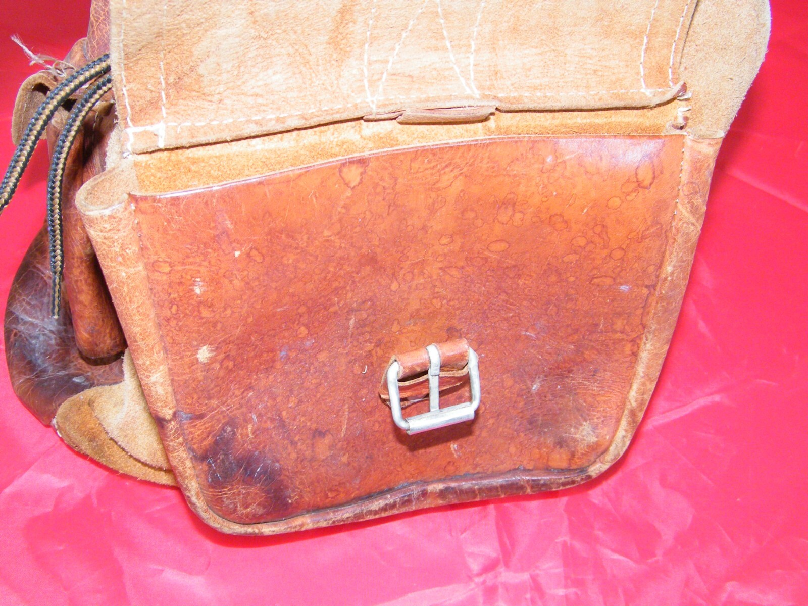 LEATHER / SUEDE BACKPACK WITH STRING CLOSURE / BU… - image 10