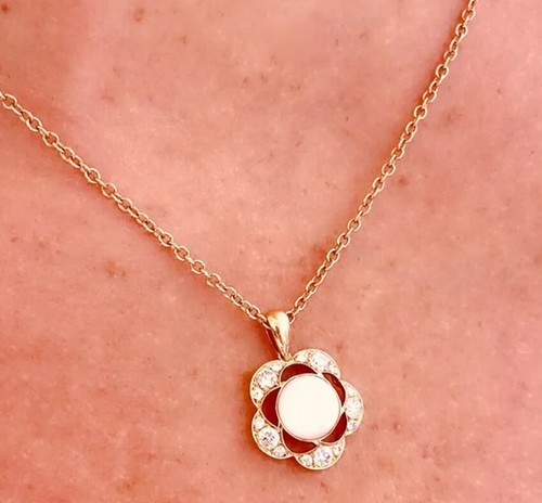 2.75ct Natural Agua Dulce Perla Diamante Redondo 14k Oro Amarillo Boda Colgante - Imagen 3 de 4