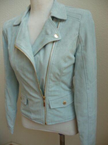 Guess NWT Gayle Blue Faux Suede Moto Jacket Sz XS - Picture 2 of 8