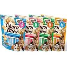 INABA Churu Bites Natural Dog Treat - Soft Baked Chicken Filled with Churu Pu...
