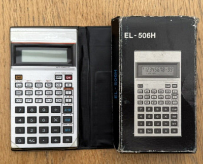 Vintage (1985) Sharp EL-506H Wissenschaftlicher Taschenrechner mit Etui & OVP