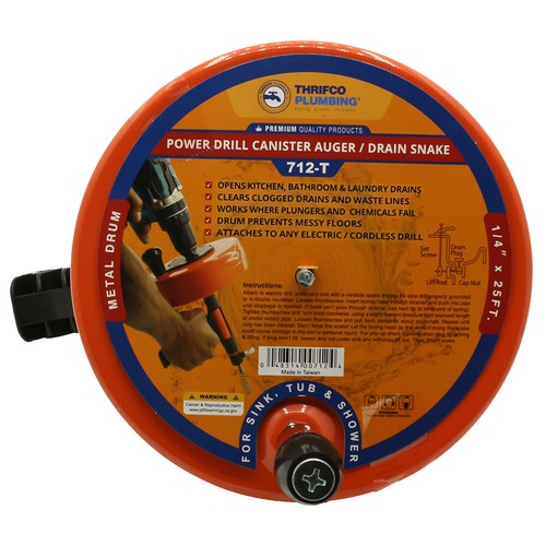 4400712 1/4 Zoll x 25 Fuß Bohrmaschine Kanisterbohrer/Abflussschlange (Stahltrommel) - Bild 5 von 5