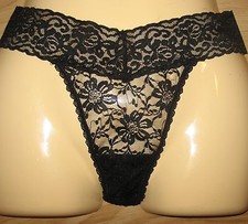 IMAGINATION - NEW - SIZE: MEDIUM - BLACK STRETCH LACE THONG PANTY