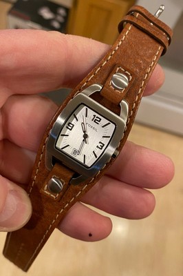 brown leather band quartz Analog dress 