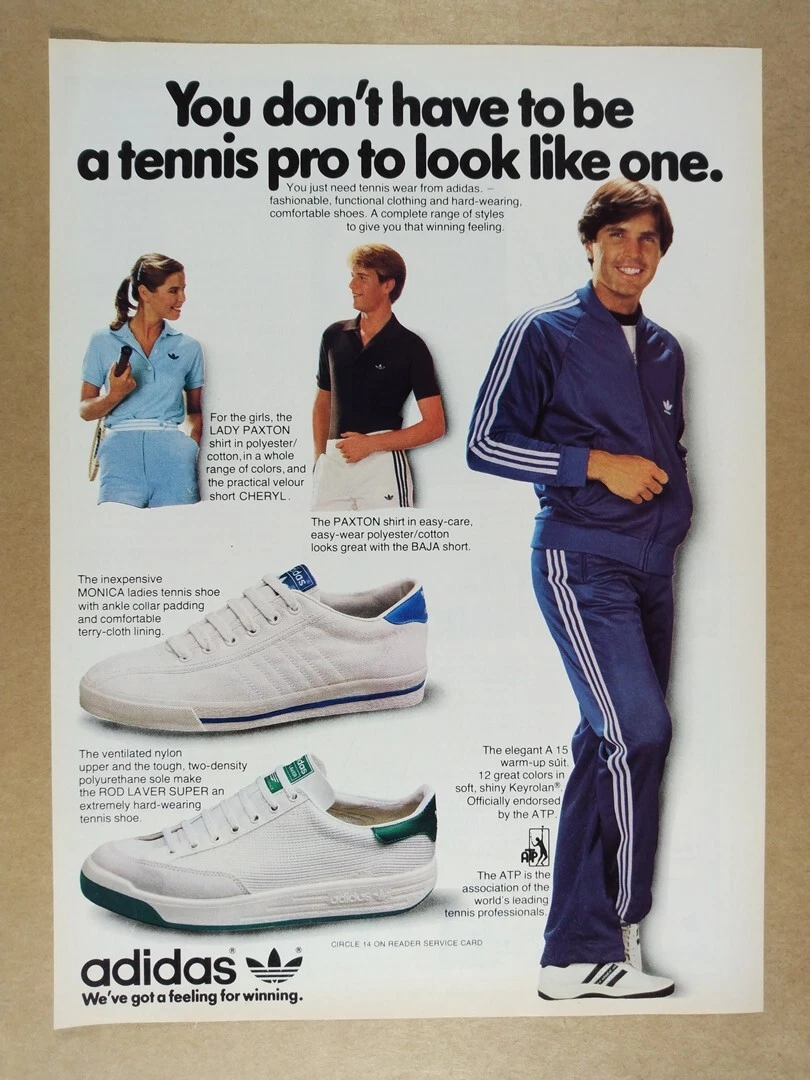 kandidat Inspicere melon 1980 Adidas Rod Laver Super &amp; Monica Tennis Shoes vintage print Ad |  eBay