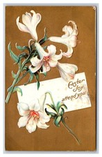 Easter Joys Attend You Flowers Gilt Embosed DB Postcard J18