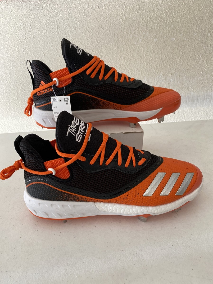 Adidas Icon V Mens Baseball Metal Cleats Spikes Core Blk Orange