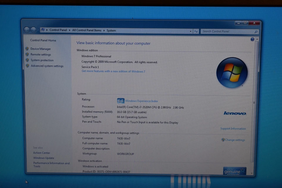 Lenovo ThinkPad T430 Core i7-3520M 2.9GHz 16GB RAM 256GB SSD Windows 7 Webcam - Image 4 of 4
