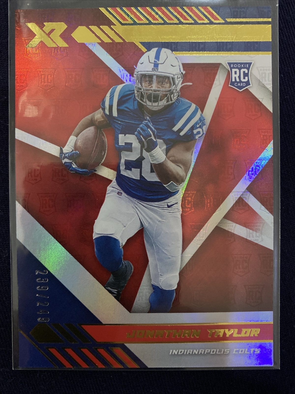 2020 Panini XR #118 Jonathan Taylor Red Rookie #'d /249 Indianapolis Colts