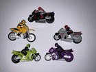 Hot Wheels Friction Motorcycle lot 5 Bike with Stunt Rider Drivers