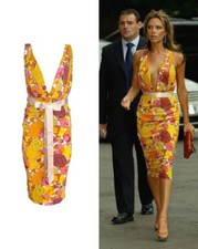 🆓US🛃RUNWAY SS2004 vintage Dolce&Gabbana floral printed orange silk dress IT 38