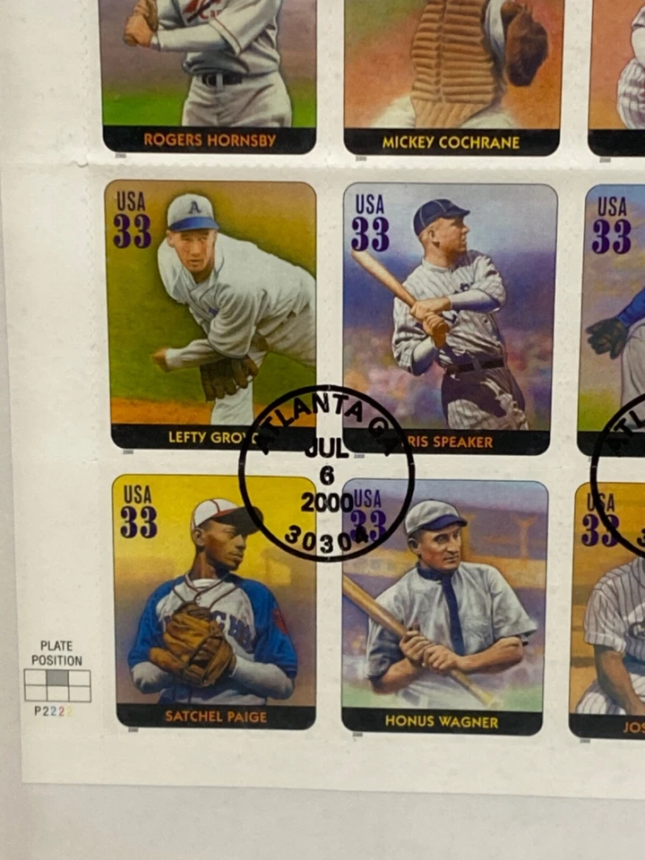 First Day Issue - 30304 Legends of Baseball - 33 cent stamp sheet of 20 - 2000 - Image 4 of 4